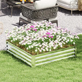 Outsunny Square Raised Garden Bed Box with Weatherized Steel Frame for Vegetables, Flowers, & Herbs, 120 x 120 x 30cm, Silver Tone