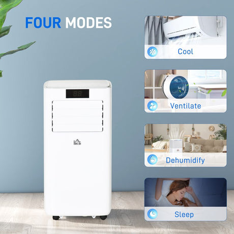 HOMCOM 10000 BTU Air Conditioning Unit, 3-in-1 Portable Air Conditioner, Dehumidifier, Cooling Fan with Remote Control, LED Display, 2 Speeds, 24H Timer, Window Venting Kit, 22m²