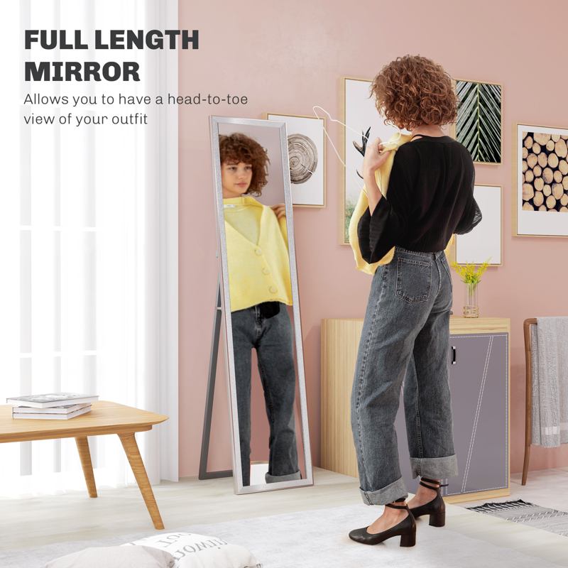 HOMCOM Glitter Frame Full-Length Mirror - Silver