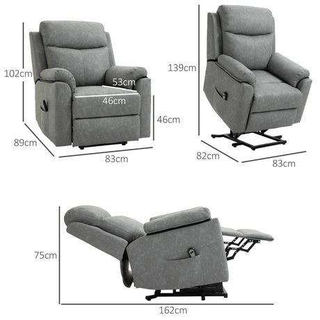 HOMCOM Faux Leather 70 Electric Riser Recliner Chair - Grey