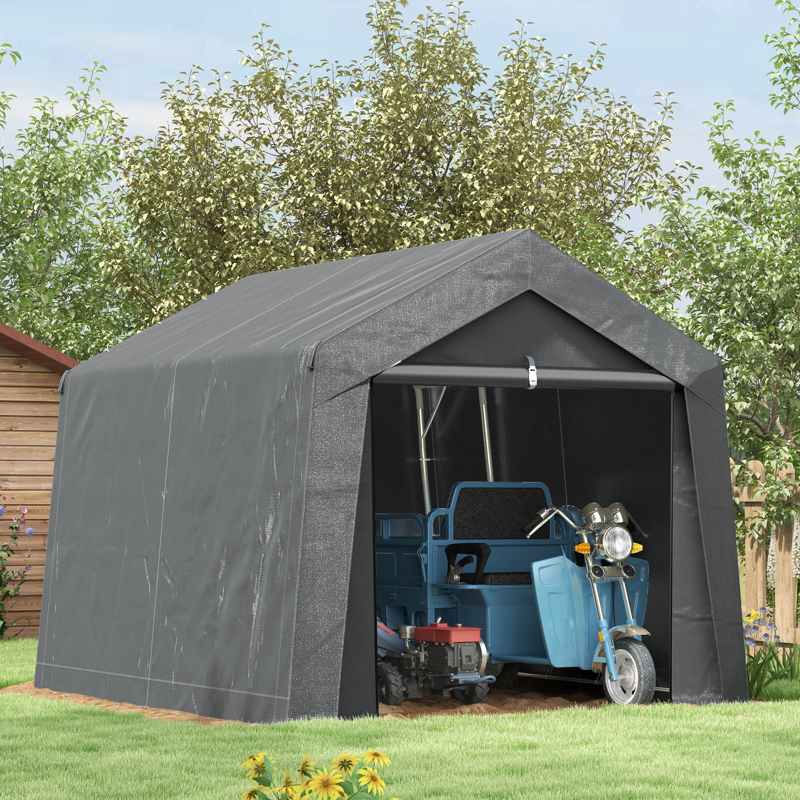 Outsunny 3.6 x 2.1m Portable Outdoor Shed, with Window - Dark Grey