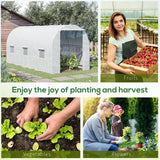 Outsunny 4.5 x 2 x 2 m Polytunnel Greenhouse, Walk-in Green House for Garden with Mesh Windows, Galvanised Steel Frame, White