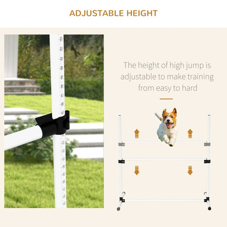 PawHut Dog Agility Equipment Training Height Adjustable Jumps Hurdle 4 Pieces with Carrying Bag for Outdoor