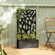 Outsunny Metal Raised Garden Bed with Trellis, Outdoor Planter Box with Privacy Screen, Elevated Garden Box for Climbing Plants