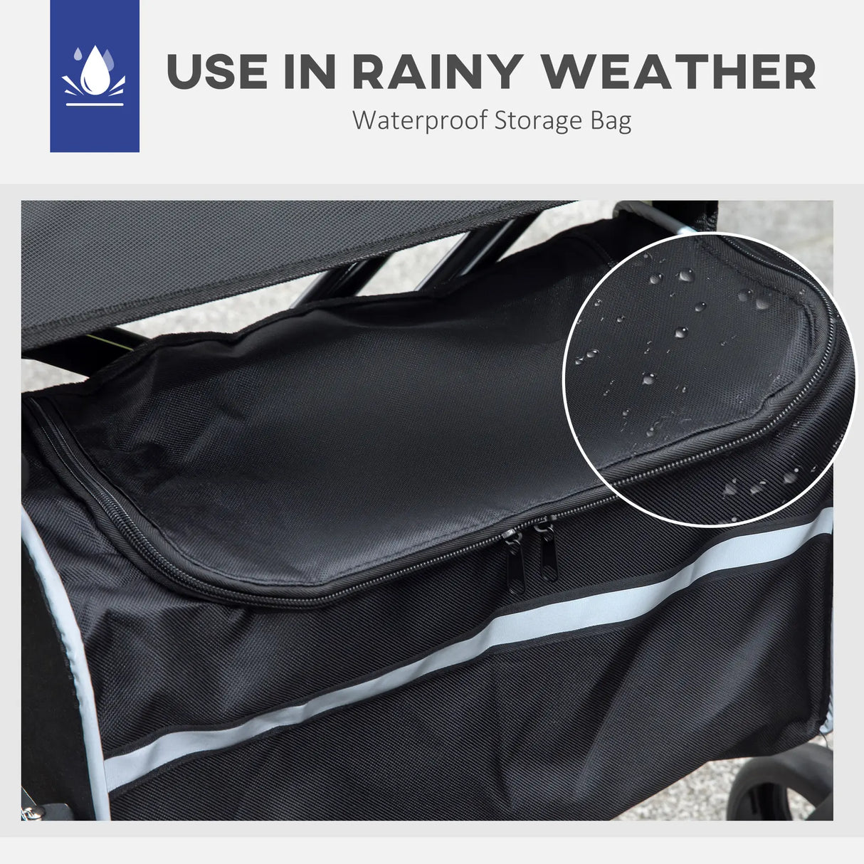 HOMCOM 2 in 1 Wheelchair Transport Chair & Folding Rollator Walker with Seat, Backrest, Footrest, Lightweight Walking Frame with Bag, Adjustable Height, 4 Wheeled Walker for Seniors, Pearl Blue