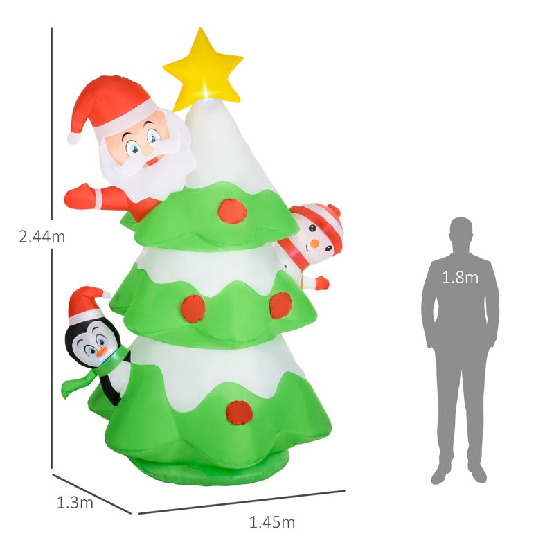 Outsunny 8ft Inflatable Xmas Tree and Friends Decoration