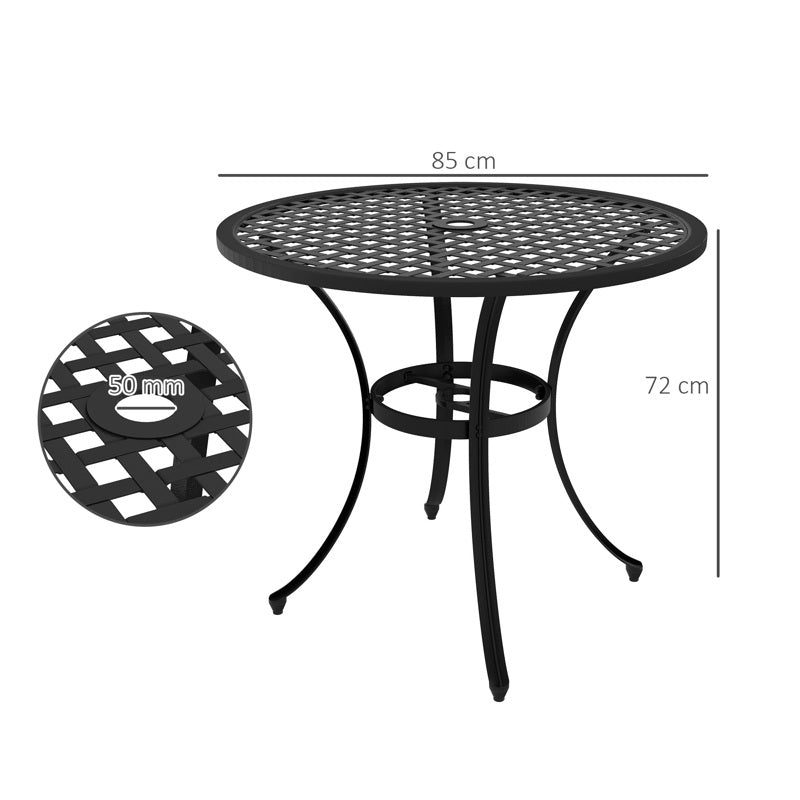 Outsunny Round Aluminium Table, with ⌀50mm Parasol Hole