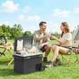 Outsunny 49L Compressor Car Fridge Freezer, Dual Zone Camping Refrigerator with App Control, Telescopic Handle, -20C-20C