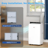 HOMCOM Portable Air Conditioner 14000 BTU, 4-in-1 Air Conditioning Unit, Dehumidifier, Cooling, Fan, Sleep Mode with 2 Speeds, Remote, LED Display, 24H Timer, Window Kit, Child Lock, 40m2, Cream