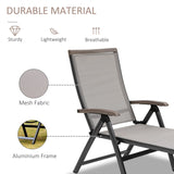 Outsunny Outdoor Folding Sun Lounger, 5-Position Adjustable Chaise Lounge Chair with Aluminium Frame for Patio, Pool and Garden, Brown