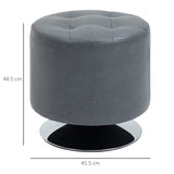 HOMCOM 360° Swivel Foot Stool Round PU Ottoman with Thick Sponge Padding and Solid Steel Base, Grey