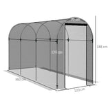 Outsunny 360 x 120cm Galvanised Steel Fruit Cage, Plant Protection Tent with Zipped Door, Black