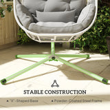Outsunny Hanging Egg Chair Outdoor Indoor, Swing Hammock Chair with Stand, Cushions, Lumbar Pillow, Adjustable Height and Steel Frame for Garden Patio Lounge Porch, Light Grey