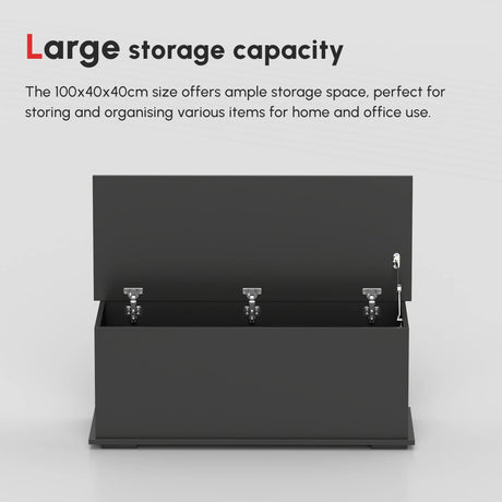 HOMCOM 113L Storage Chest, Storage Box with Flip-Top Lid and 2 Safety Hinges, Storage Trunk for Living Room, Entryway, 100 x 40 x 40 cm, Black