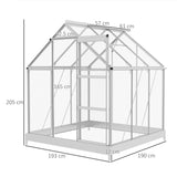 Outsunny 6 x 6ft Walk-In Greenhouse, Polycarbonate Greenhouse with Sliding Door, Window, Aluminium Frame, Foundation, Silver