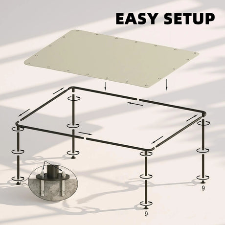 Outsunny 3 x 2 m Lean to Garden Pergola, Metal Frame Gazebo Pergola with UPF30+ Protection, Sloped Roof, Drainage Holes, Cream