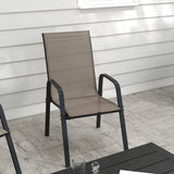 Outsunny Set of Four Stackable Mesh Seat Chairs - Grey
