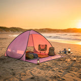 Outsunny Pop up Beach Tent, UV 50+ Sun Shelter with Carry Bag, 2x1.5m for 2-3 Person, Pink