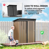 Outsunny 5 x 3ft Corrugated Steel Storage Shed, with Lock - Brown