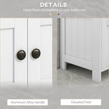 kleankin Pedestal Under Sink Cabinet with Double Doors, Modern Bathroom Vanity Storage Unit with Shelves, White