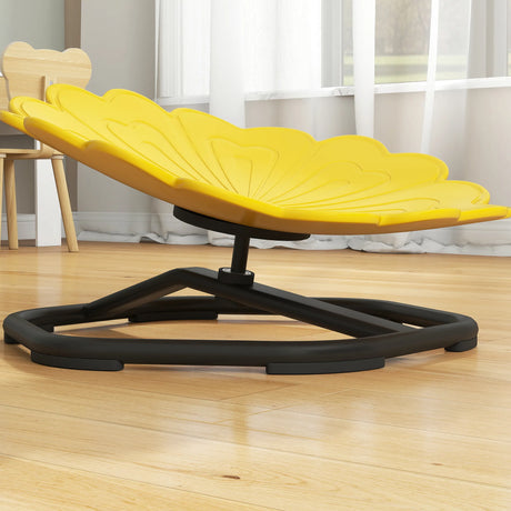 AIYAPLAY Flower-Shaped Sensory Spinning Chair with Non-Slip Base for Balance/Coordination, Yellow
