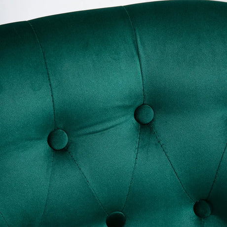 HOMCOM Velvet Accent Chair Set of 2, Button Tufted Wingback Chair with Rubber Wood Legs for Living Room, Bedroom, Dark Green