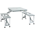 Outsunny Aluminium PP  4-Seater Portable Picnic Table and Bench Set Silver