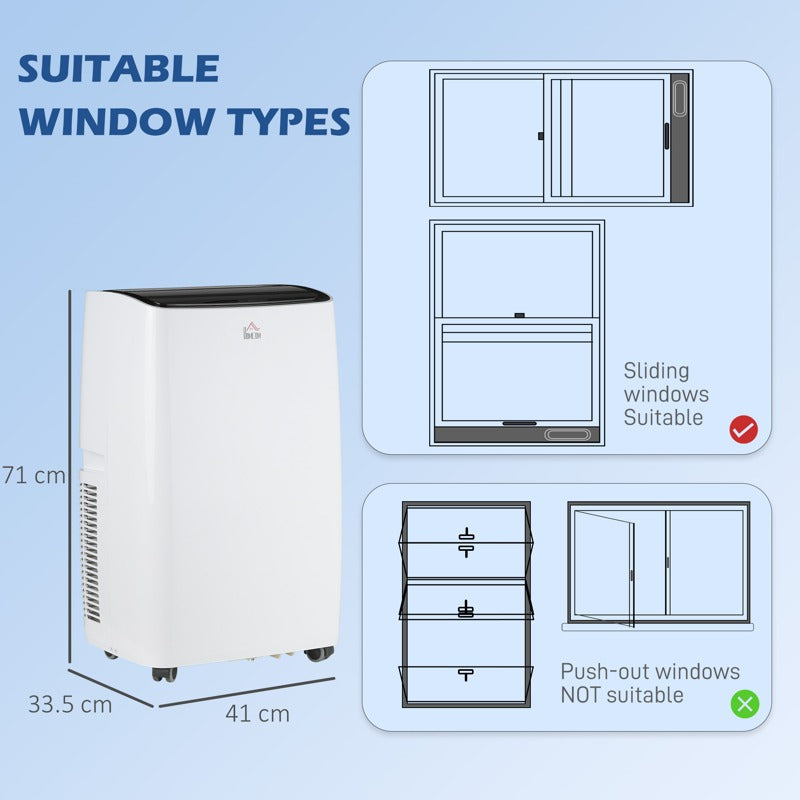 HOMCOM Portable Air Conditioner 14000 BTU, 4-in-1 Air Conditioning Unit, Dehumidifier, Cooling, Fan, Sleep Mode with 3 Speeds, Remote Control, LED Display, 24H Timer, Window Kit, Children Lock, 40m2