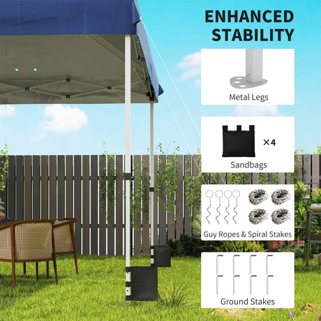 Outsunny 3 x 3 m Pop Up Gazebo with Wheels, UPF50+ One-Touch Outdoor Garden Party Tent Marquee Wedding Awning Canopy, Dark Blue