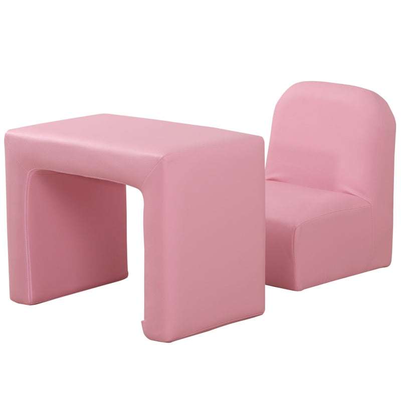 HOMCOM 2 In 1 Toddler Sofa Chair,  48 x 44 x 41 cm, for Game Relax Playroom, Pink