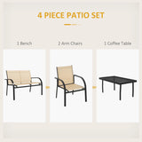 Outsunny Four-Piece Curved Steel Garden Dining Set  - Beige/Grey