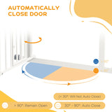 PawHut Pressure Fit Stair Gate, Dog Gate w/ Small Cat Door, Auto Closing System, Double Locking Openings, 74-80cm - White