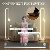 HOMCOM LED Floor Lamp, Dimmable Floor Standing Lamp with Glass Night Light, Foot Switch for Living Room, Bedroom, Office, White