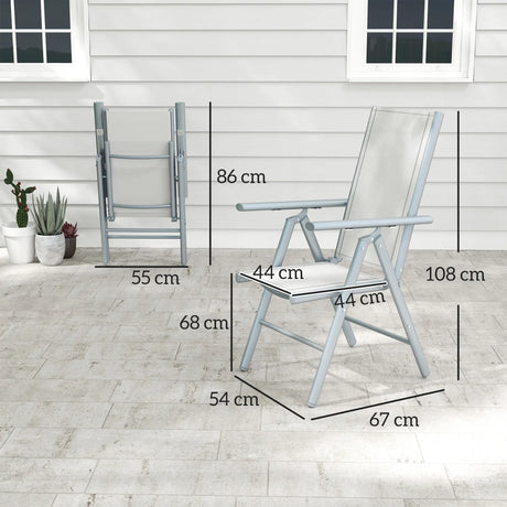 Outsunny Set of Two Aluminium Folding Chairs  - Light Grey