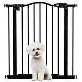 PawHut Metal 74-80cm Adjustable Pet Gate Safety Barrier w/ Auto-Close Door Black