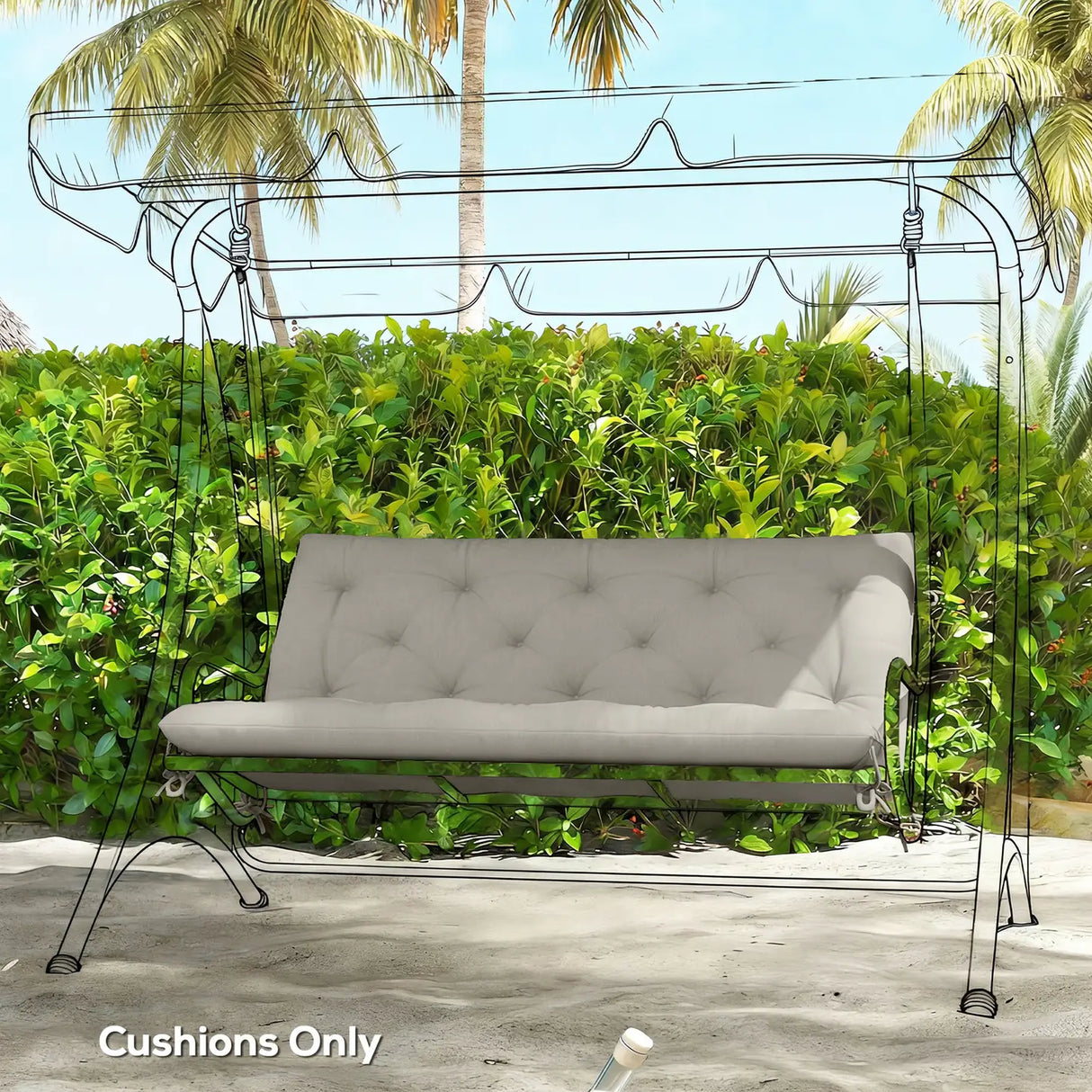 Outsunny Garden Bench Cushion, 2 Seater Swing Chair Cushion, Seat Pad with Ties for Indoor and Outdoor Use, 110 x 120 cm