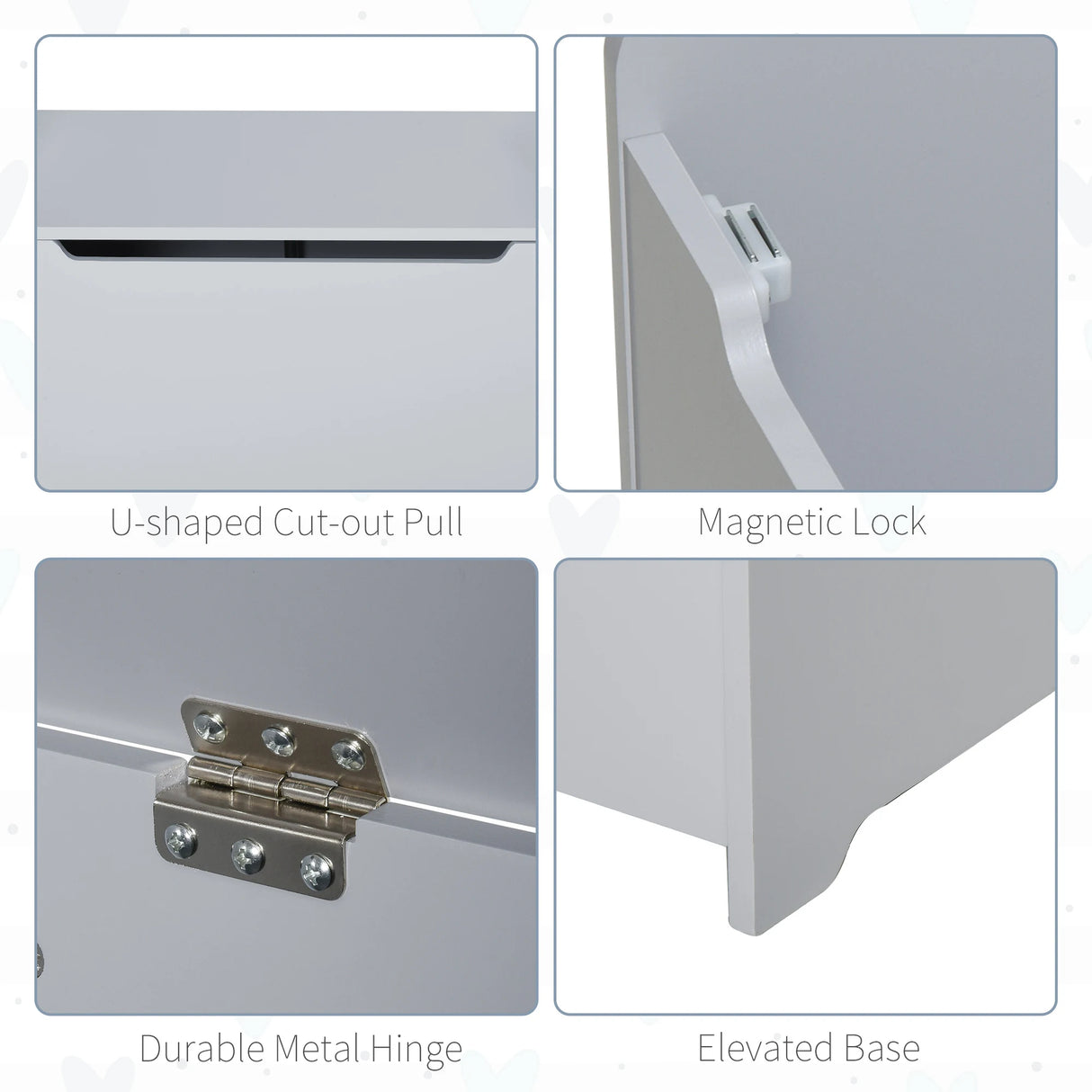 HOMCOM Wooden Kids Toy Box Children Storage Organizer Chest Safety Hinge Playroom Furniture Grey