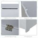 HOMCOM Wooden Kids Toy Box Children Storage Organizer Chest Safety Hinge Playroom Furniture Grey