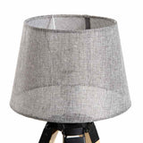 HOMCOM Wooden Tripod Table Lamp for Side, Desk or End Table with E27 Bulb Base14Grey Shade14