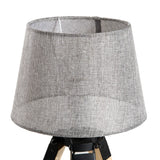 HOMCOM Wooden Tripod Table Lamp for Side, Desk or End Table with E27 Bulb Base14Grey Shade14