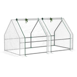 Outsunny Mini Small Greenhouse with Steel Frame & PE Cover & Zipped Window Poly tunnel Steeple for Plants Vegetables, 180 x 90 x 90 cm, White