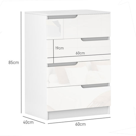 HOMCOM 4 Drawer Chest of Drawers, Modern Dresser for Bedroom, Living Room, 60 x 40 x 85cm, White