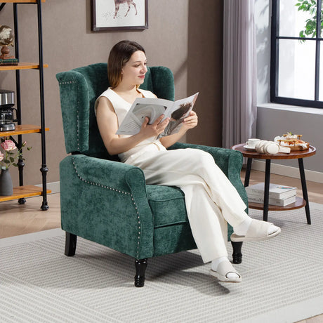 HOMCOM 150 Reclining Vintage Armchair, with footrest - Dark Green