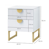 HOMCOM Elegant Two-Drawer Bedside Table - White