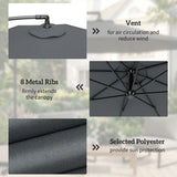 Outsunny 3m Overhanging Parasol, with Base, Weights and Cover - Dark Grey