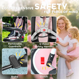 AIYAPLAY 6 in 1 Foldable Kids Trike with Adjustable Parent Handle & Canopy for Ages 1-5, Pink