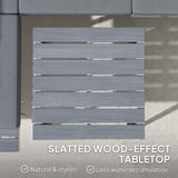 Outsunny 3 Piece Garden Furniture Set with 5-Level Adjustable Lounger, L Shaped Garden Corner Sofa with Cushions, Mesh Seat, Slatted Wood-Grain Table, Outdoor Furniture Set for Conservatory, Grey