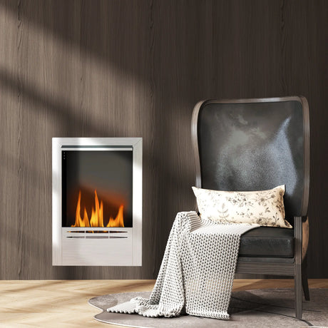 HOMCOM Stainless Steel Ethanol Fireplace Insert, Bioethanol Fire, Indoor Ethanol Burner with 0.9 Litres Volume, Cover Lid, Burns for Up to 3.3 Hours, 48 x 59 cm, Silver