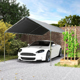 Outsunny 3 x 6m Heavy Duty Carport Garage Car Shelter Galvanized Steel Outdoor Open Canopy Tent Water UV Resistant Waterproof, Grey