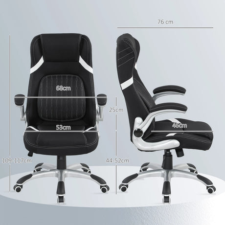 Vinsetto Linen-Look Office Chair, with Adjustable Height and Tension - Black